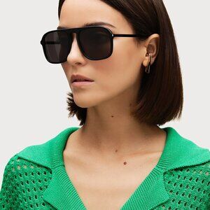 Saint Laurent SL590 001 Sunglasses Black Square Frame, Black Lenses